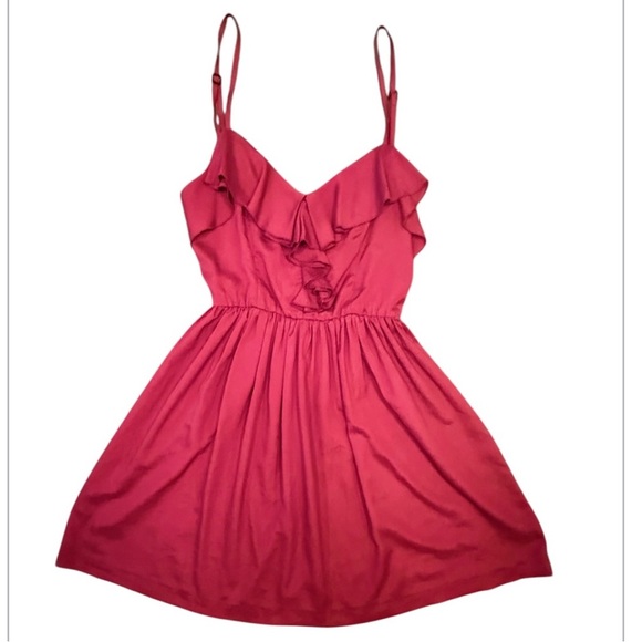 Eight Sixty Dresses & Skirts - Eight Sixty Y2K Dark Pink Ruffle Mini Spaghetti Strap V-neck Dress Size Small